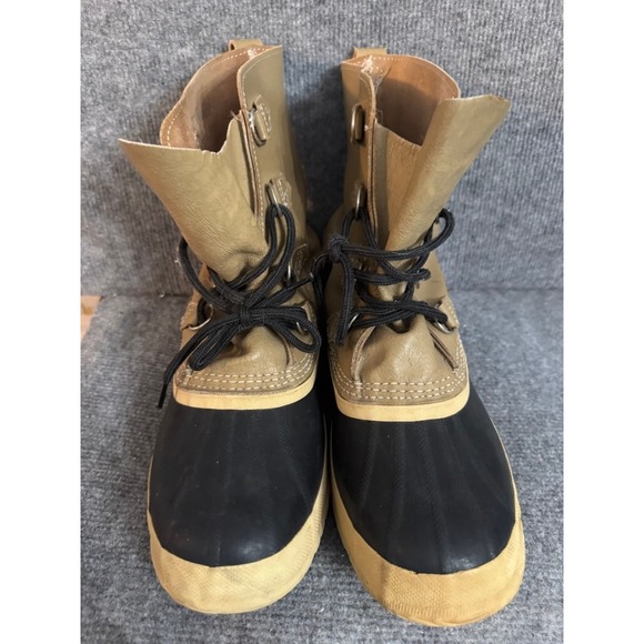 Vintage Sorel Manitou Kaufman Boots Tan Leather Black Rubber Duck Boots Canada main image 9